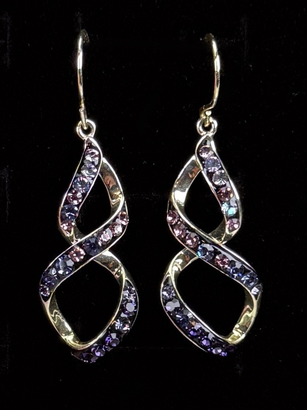 Silvertone Purple Twisted Pierced Dangle Earrings
